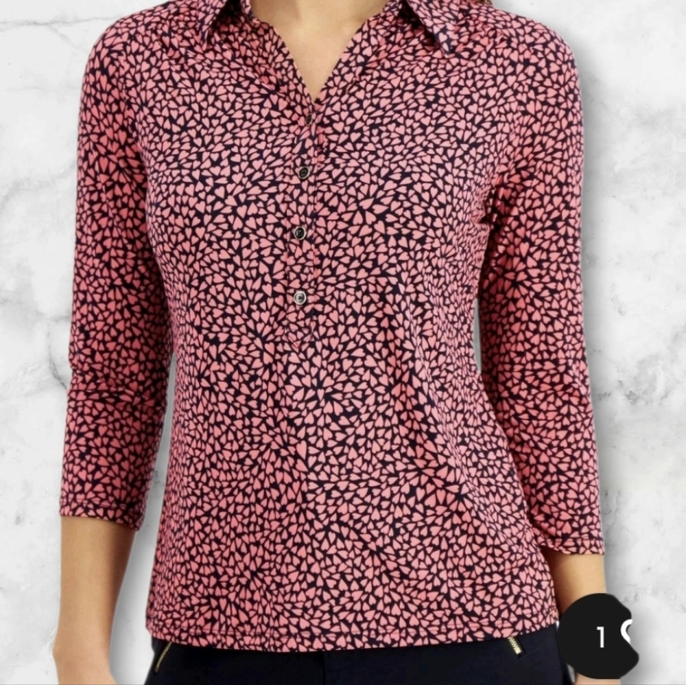 Charter Club Pink and Black Button Down Shirt